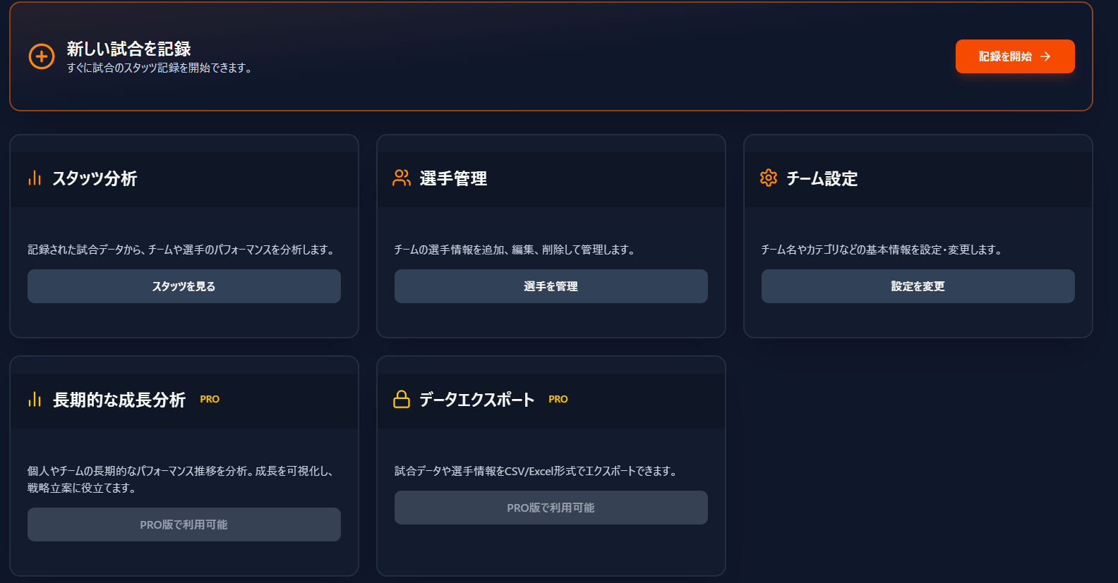 ダッシュボード画面